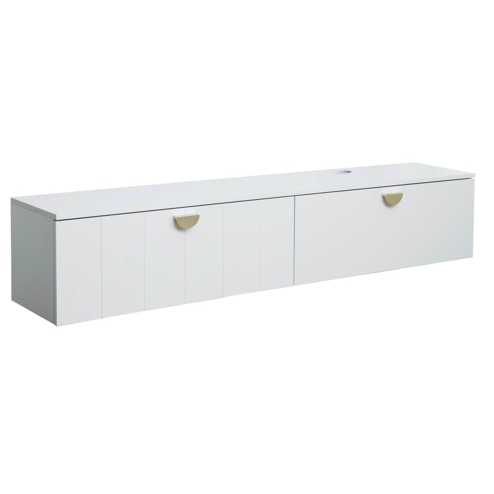 Oviala Moderner weißer 160 cm Wand-TV-Schrank style modern - Holz