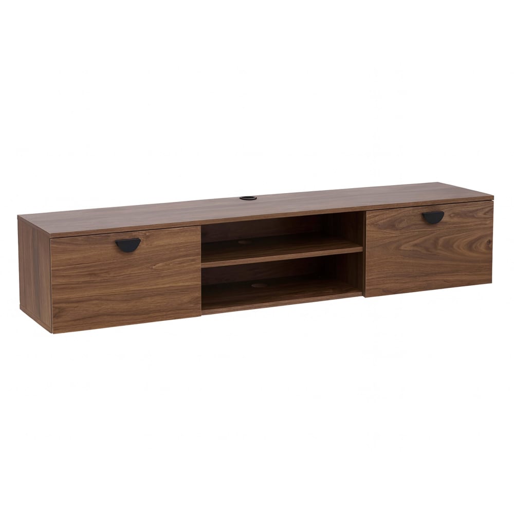 Meuble TV suspendu 160 cm industriel bois foncé
