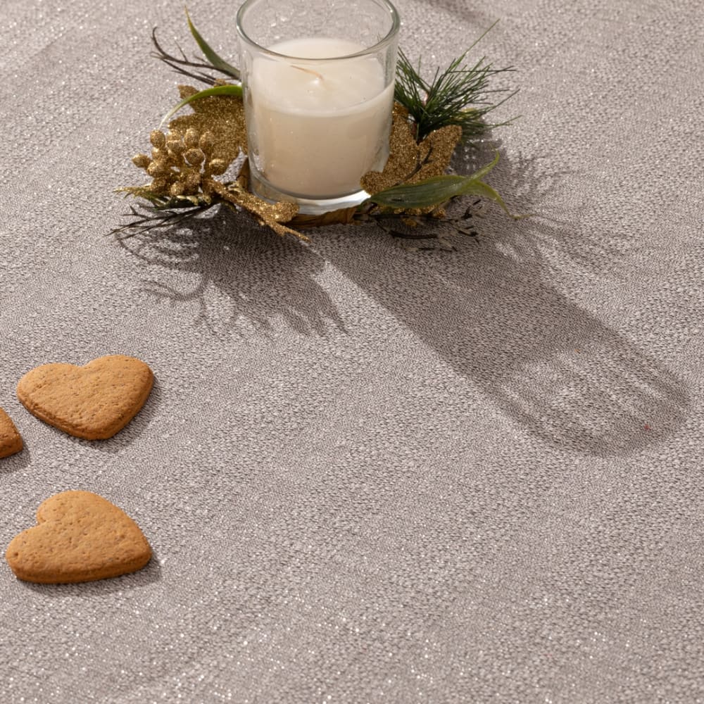 Weihnachts-Tischdecke aus Baumwolle, grau-silber, 155 x 400 cm -