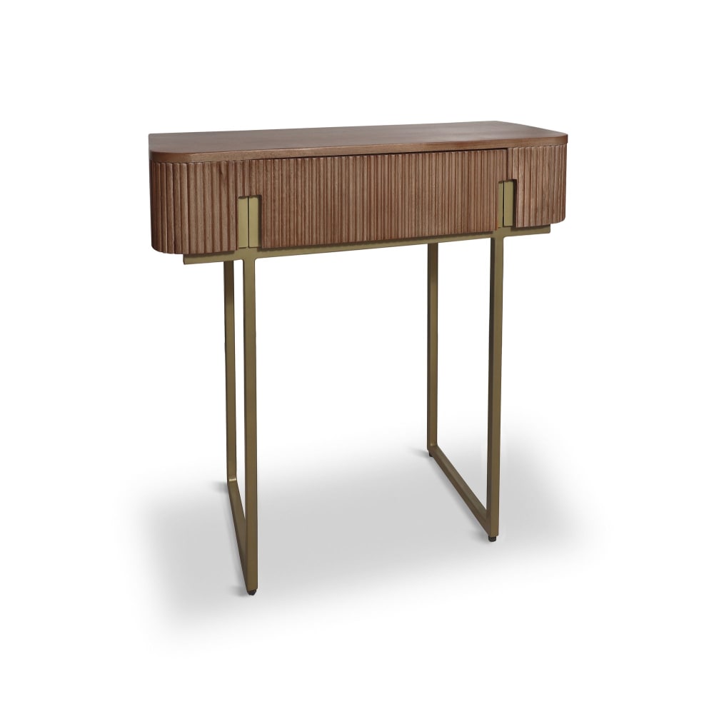 Console en effet noyer avec pieds en métal