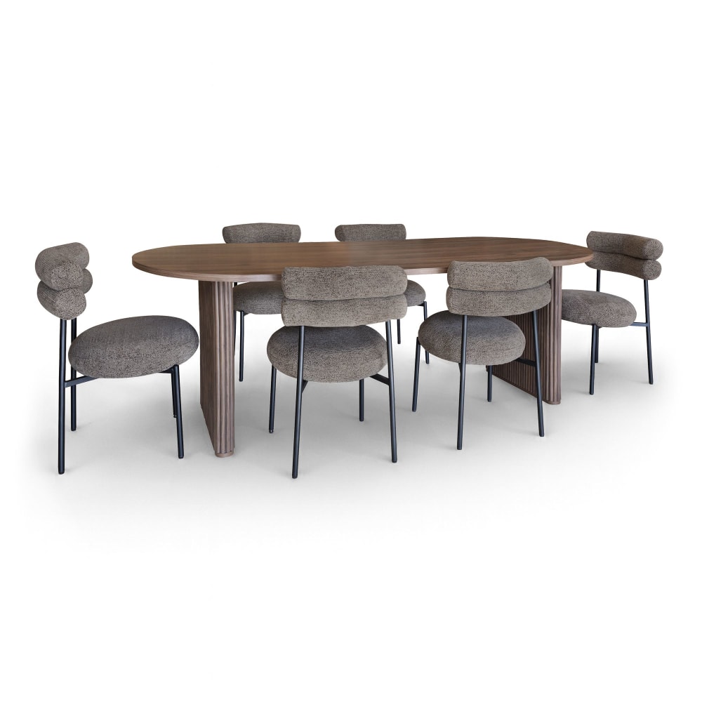 Ensemble table ovale - noyer