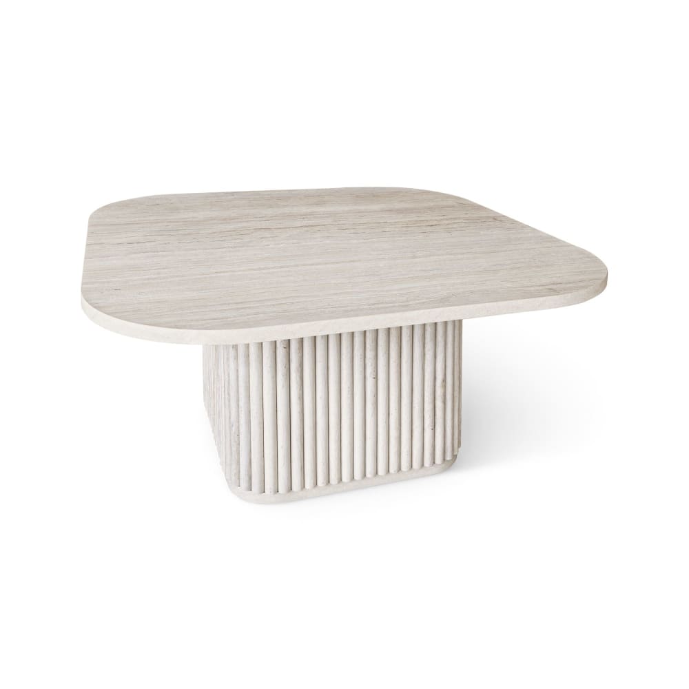 Table basse carré effet travertin 80cm