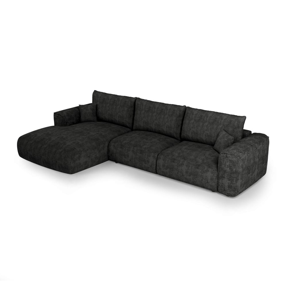 Canapé angle gauche - convertible velours noir