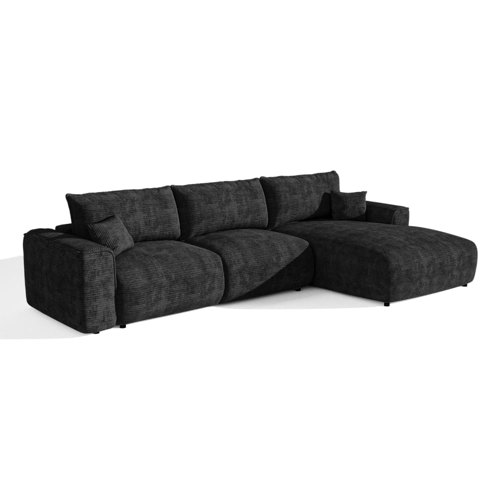 Canapé d'angle droit - velours noir