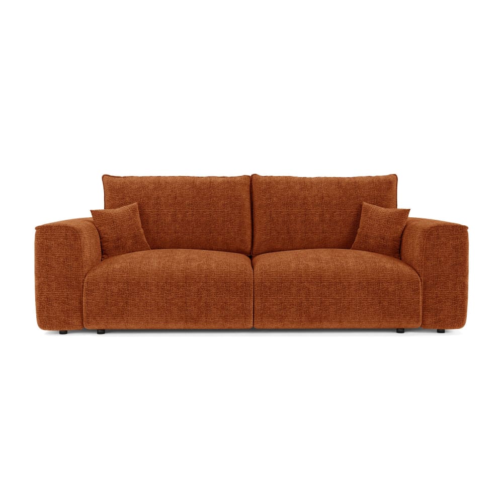 Canapé convertible express 3places tissu tramé toucher doux terracotta