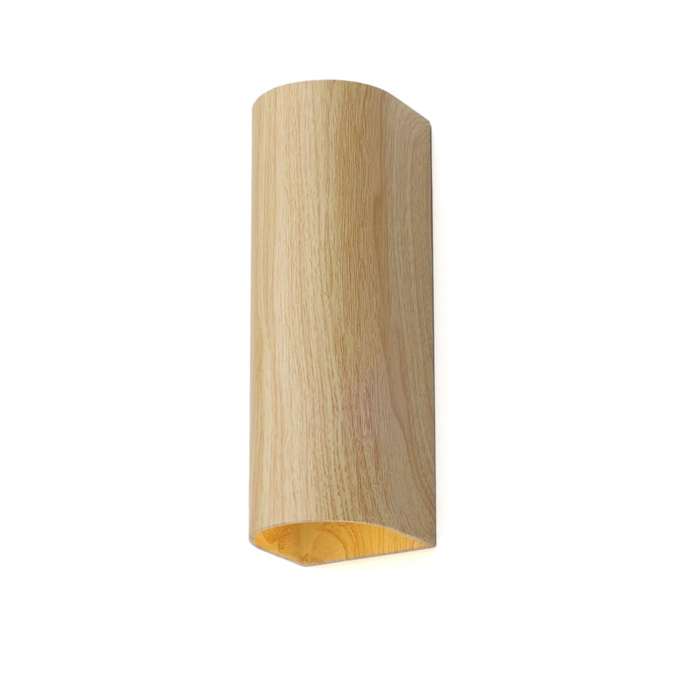 Applique murale métal effet bois avec éclairage double, GU10 22cm