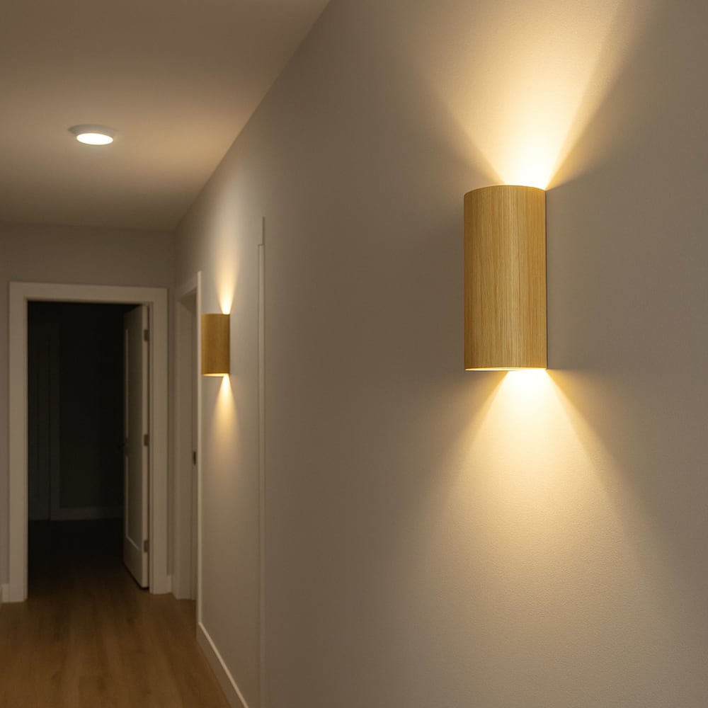 Applique murale métal effet bois avec éclairage double, GU10 22cm — vue 3