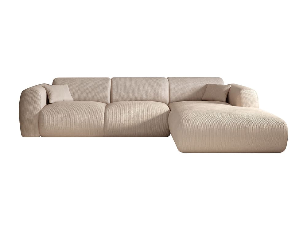 Canapé d'angle velours 5 places beige