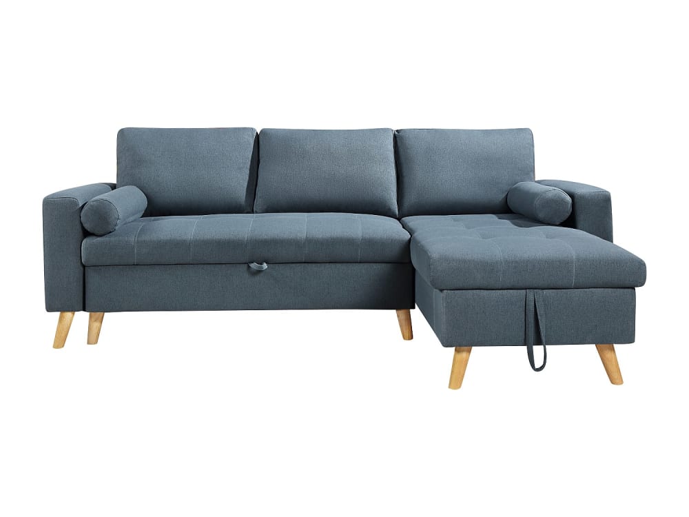 Canapé d'angle polyester 4 places bleu canard