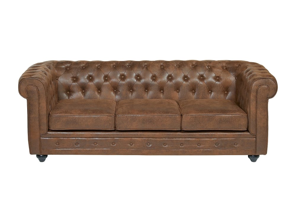 Canapé fixe microfibre 3 places marron