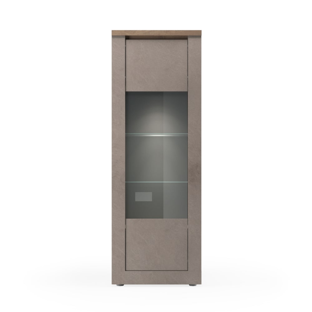Vitrine 1 portes 4 étagères effet bronze et mercure H192 cm