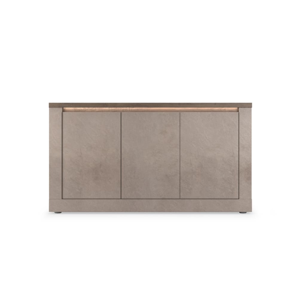 Buffet 3 portes et 2 étagères effet bronze et mercure L160 cm