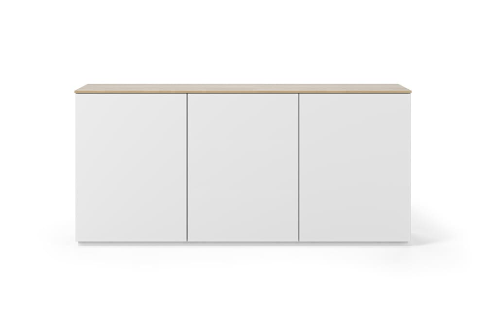 Buffet 3 portes blanc et plateau effet chêne H84