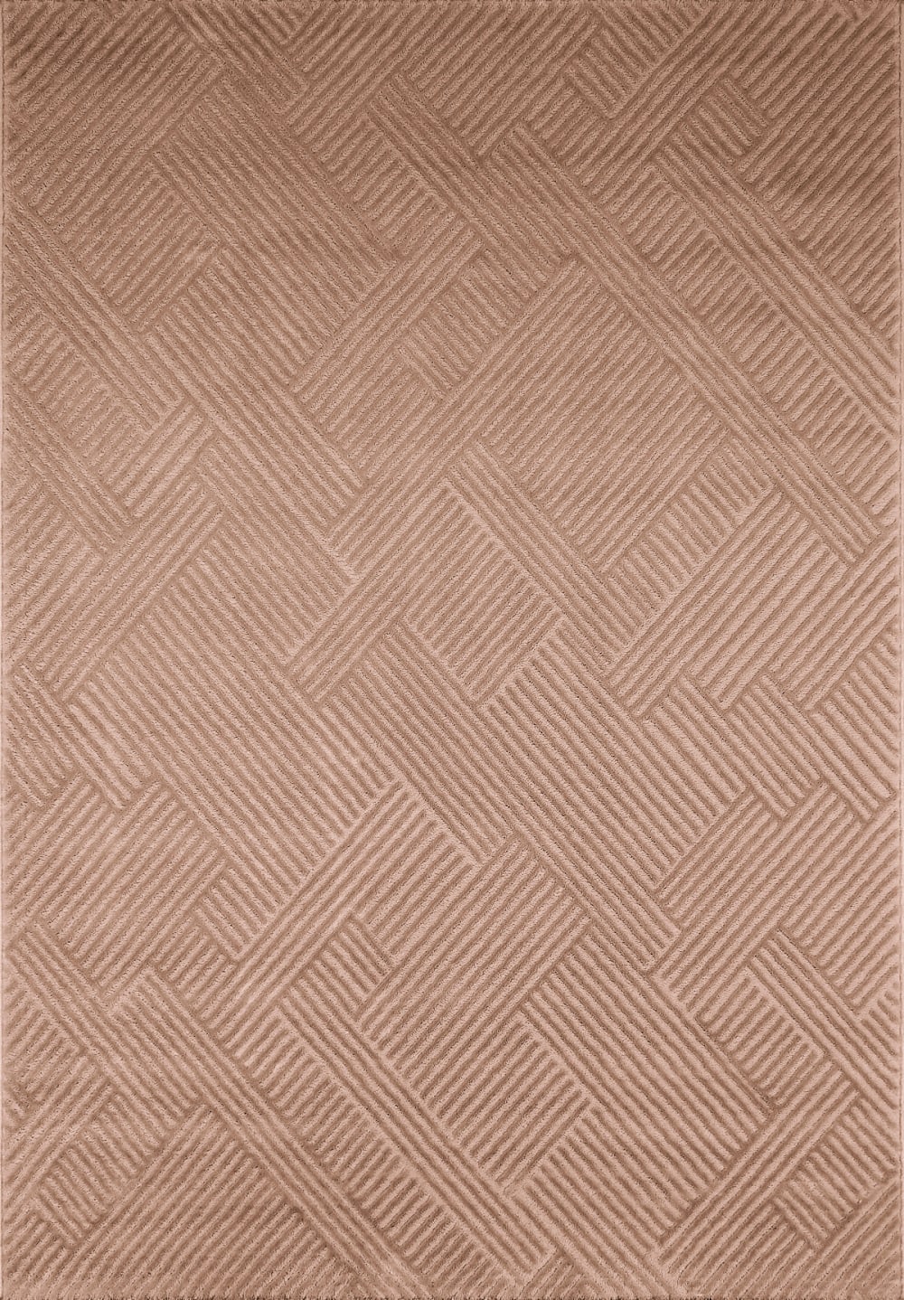 Nazar Teppich mit Bogenrelief-Muster - Mocca - rund -120x120 cm Braun Pp - Polypropylen