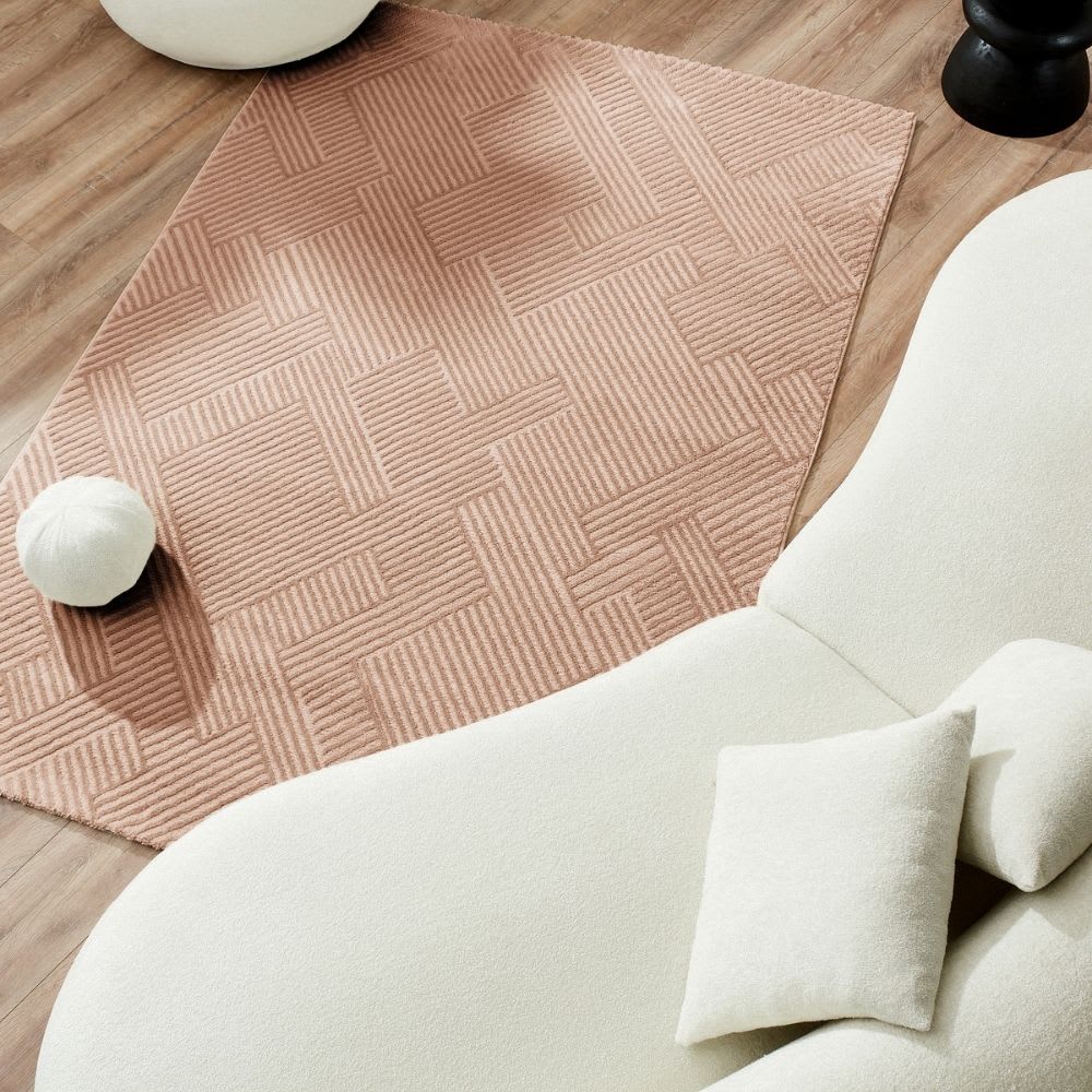 Tapis motif arc relief - mocca - rond -120x120 cm — vue 3