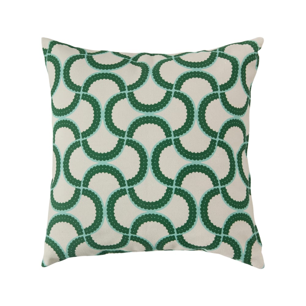 Coussin en coton à motif vert feuille 45 x 45 cm