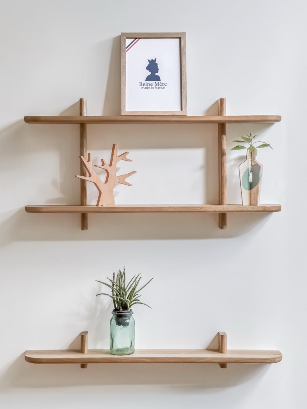Grand Sentier Double - Étagère double en chêne massif