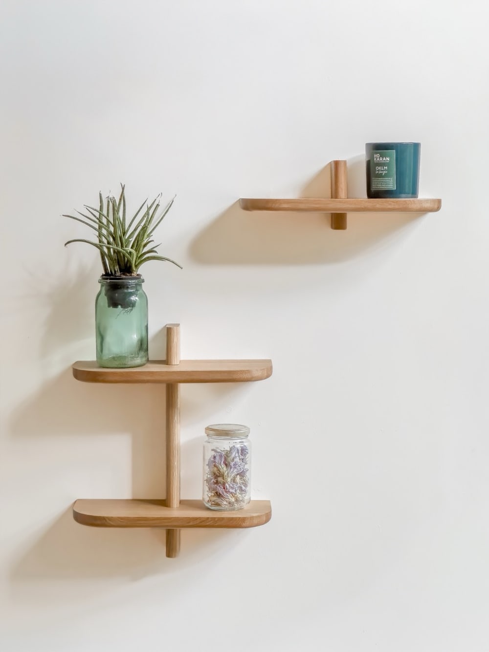 Petit Sentier Double - Étagère double en chêne massif