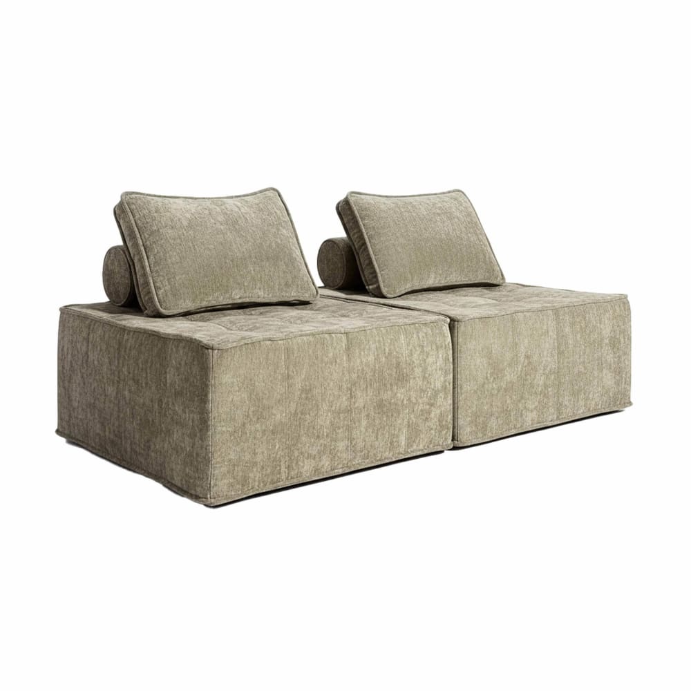 Lot de 2 fauteuils en tissu pour canapé modulable avec coussin taupe