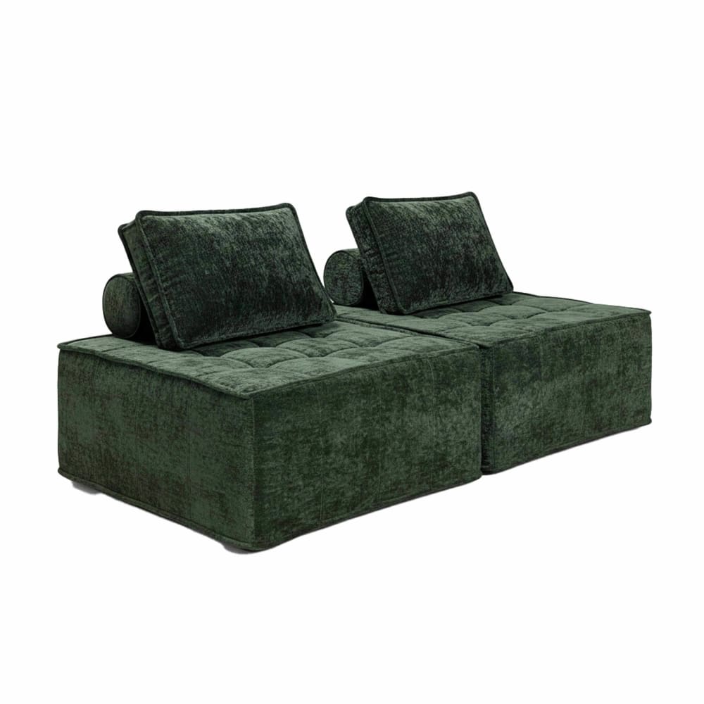 Lot de 2 fauteuils en tissu pour canapé modulable avec coussin vert