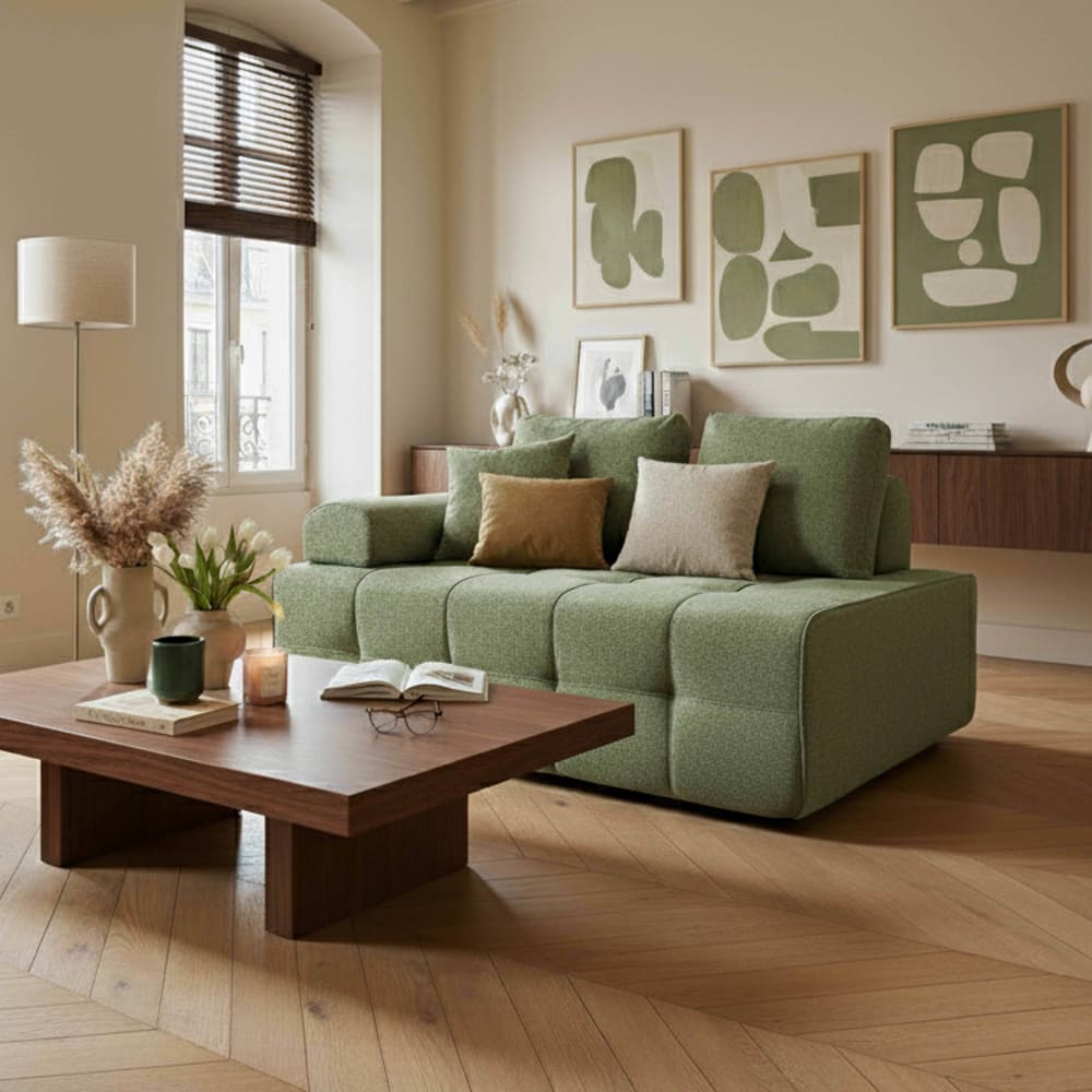 Rechter Sessel für modulares Stoffsofa mit grünen L 140 cm -