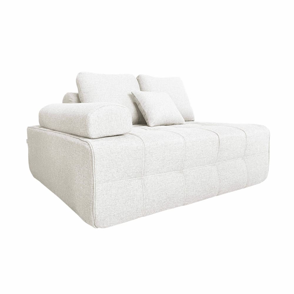 Oviala Rechter Sessel für modulares Stoffsofa mit ecrufarbenen L 140 cm Weiß Stoff