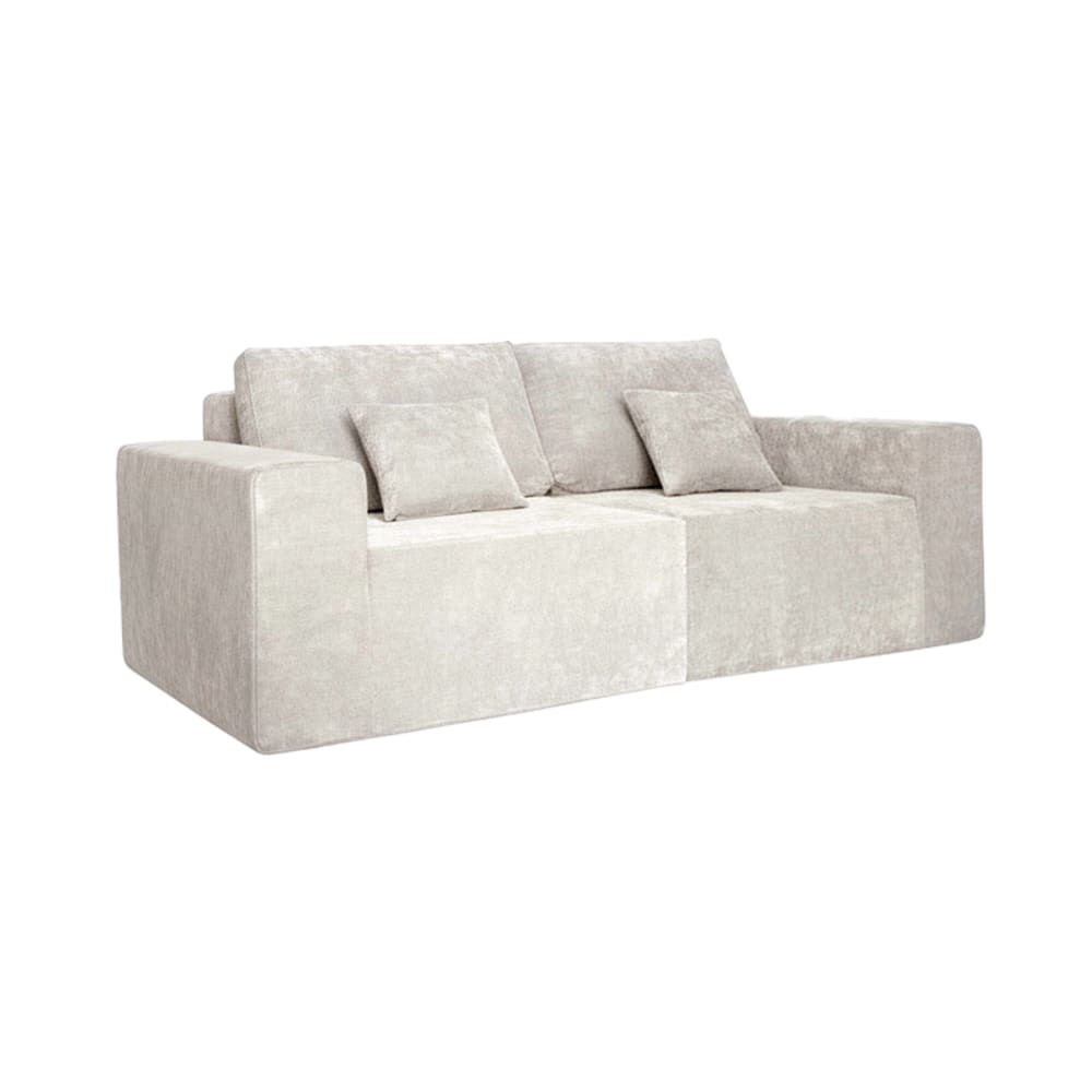 Canapé modulable 2 places en tissu avec coussins écru  L 200 cm
