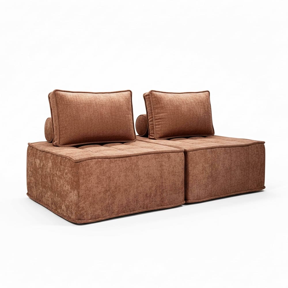 Lot de 2 fauteuils en tissu pour canapé modulable coussin terracotta