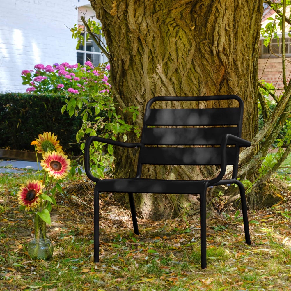 Fauteuil de jardin bas relax acier noir