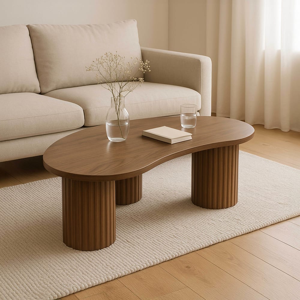 Table basse en mdf décor mélaminé bois foncé