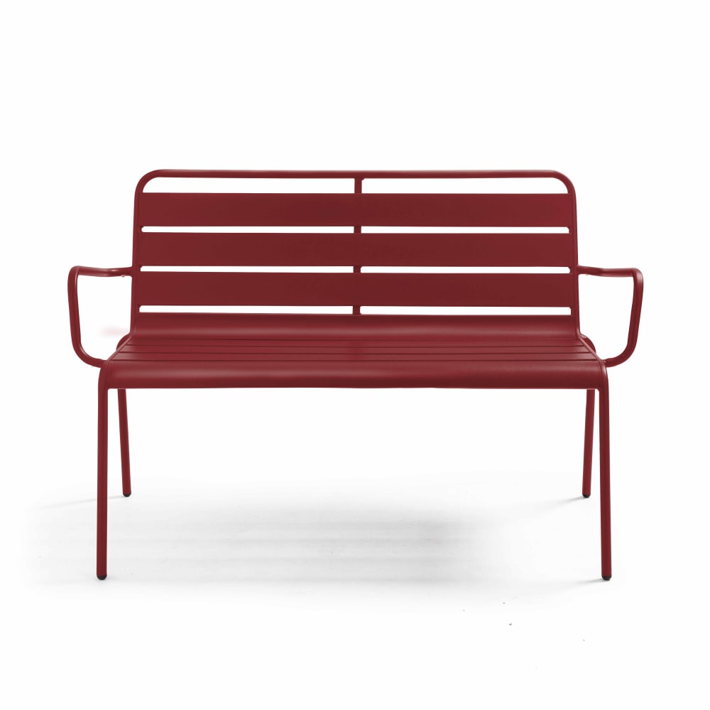 Banc de jardin en métal pourpre