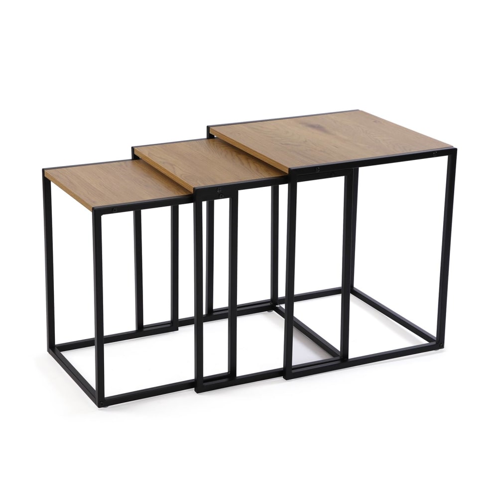 Table d'appoint (lot de 3) en aggloméré noir