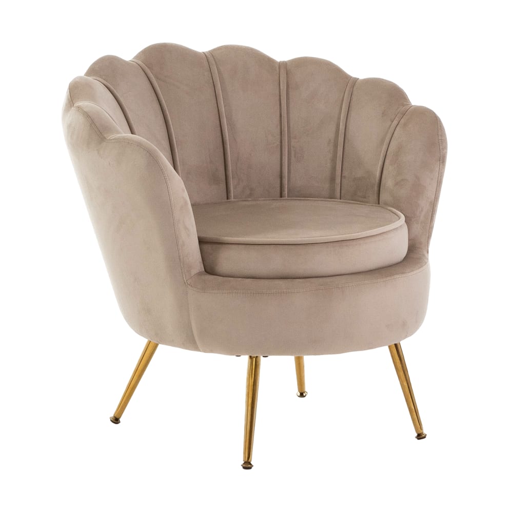 Fauteuil relax coquillage velours beige/or