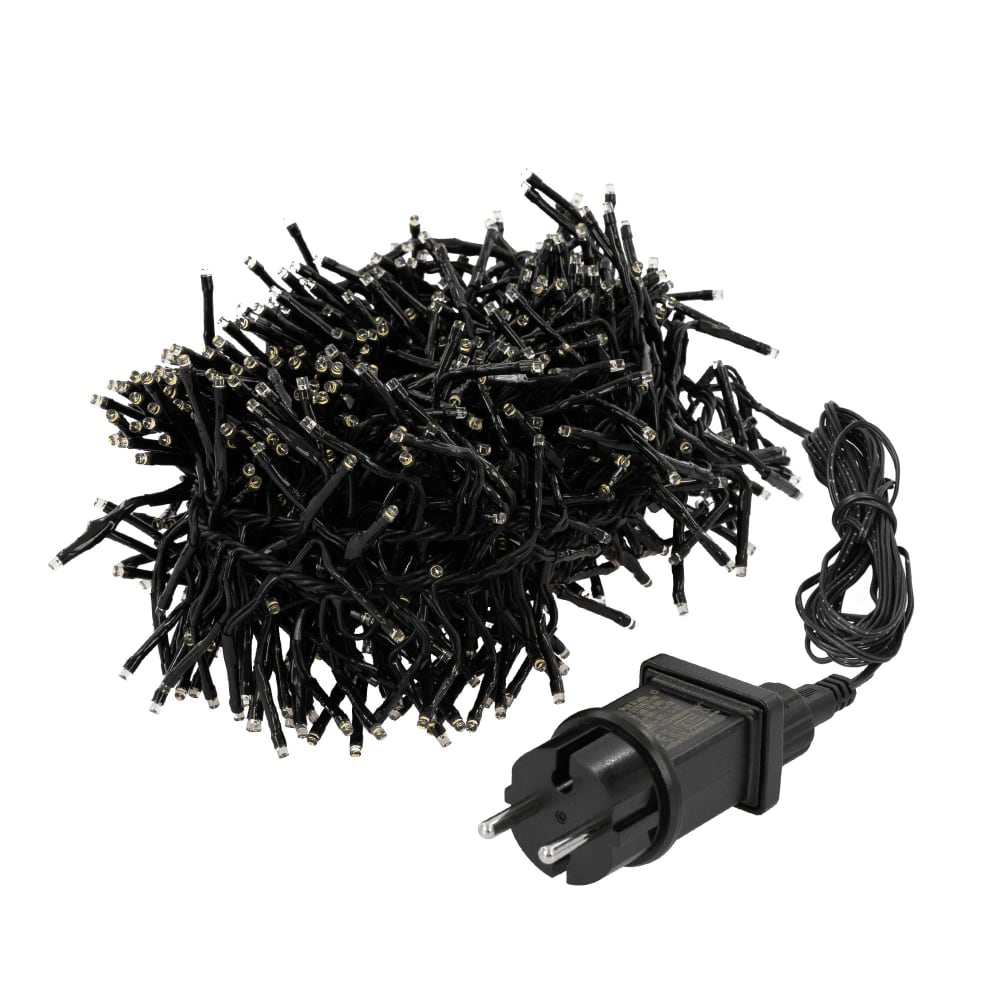 ECD Germany LED Cluster Lichterkette 5,5m 768 LEDs Warmweiß mit Timer Innen/Außen Schwarz Pvc - Polyvinlychlorid