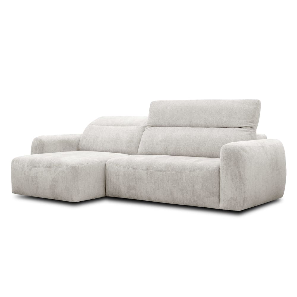 Canapé d'angle 4 places, tissu écru