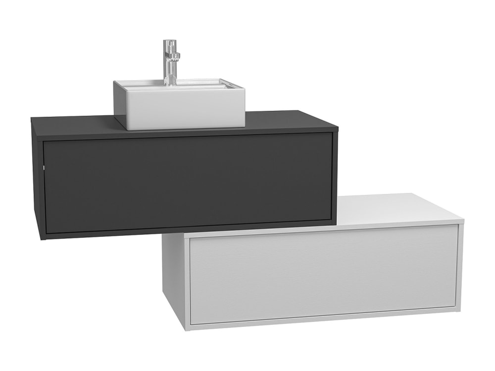 Meuble simple vasque effet bois gris anthracite, blanc