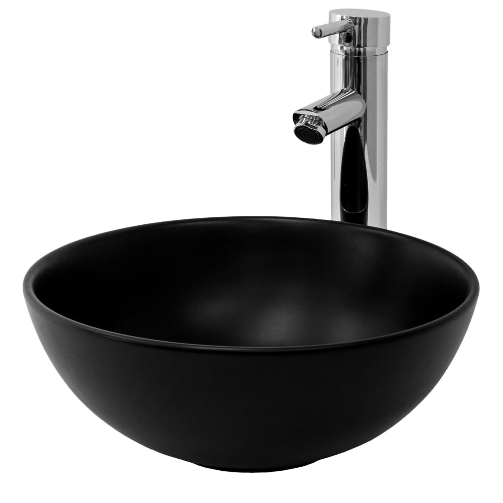 ML-Design Waschbecken aus Keramik in Schwarz Matt, Ø 32x13,5 cm, Runde Schwarz Keramik