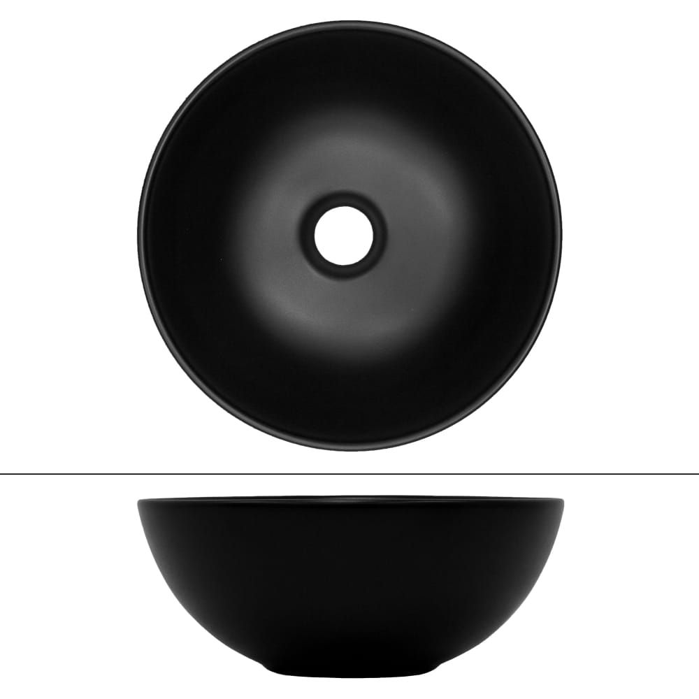 Waschbecken aus Keramik in Schwarz Matt, Ø 32x13,5 cm, Runde -