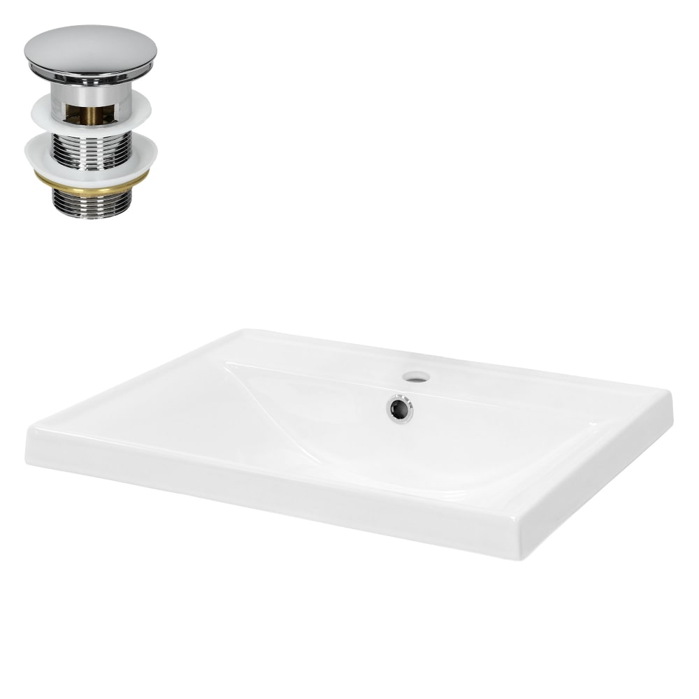 ML-Design Keramik Waschbecken mit Ablaufgarnitur Einbauwaschbecken Weiß Weiß Keramik