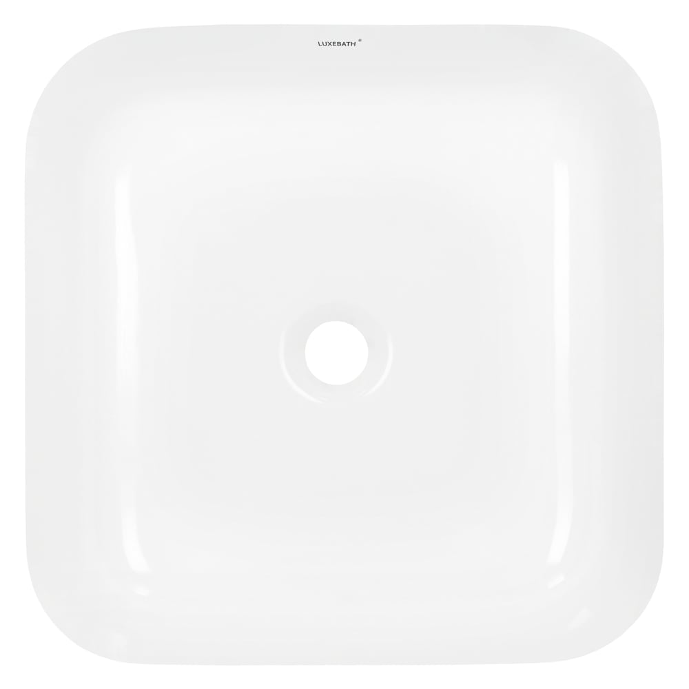Waschbecken Waschtisch 390x390x140 mm aus Keramik Eckig Weiß -
