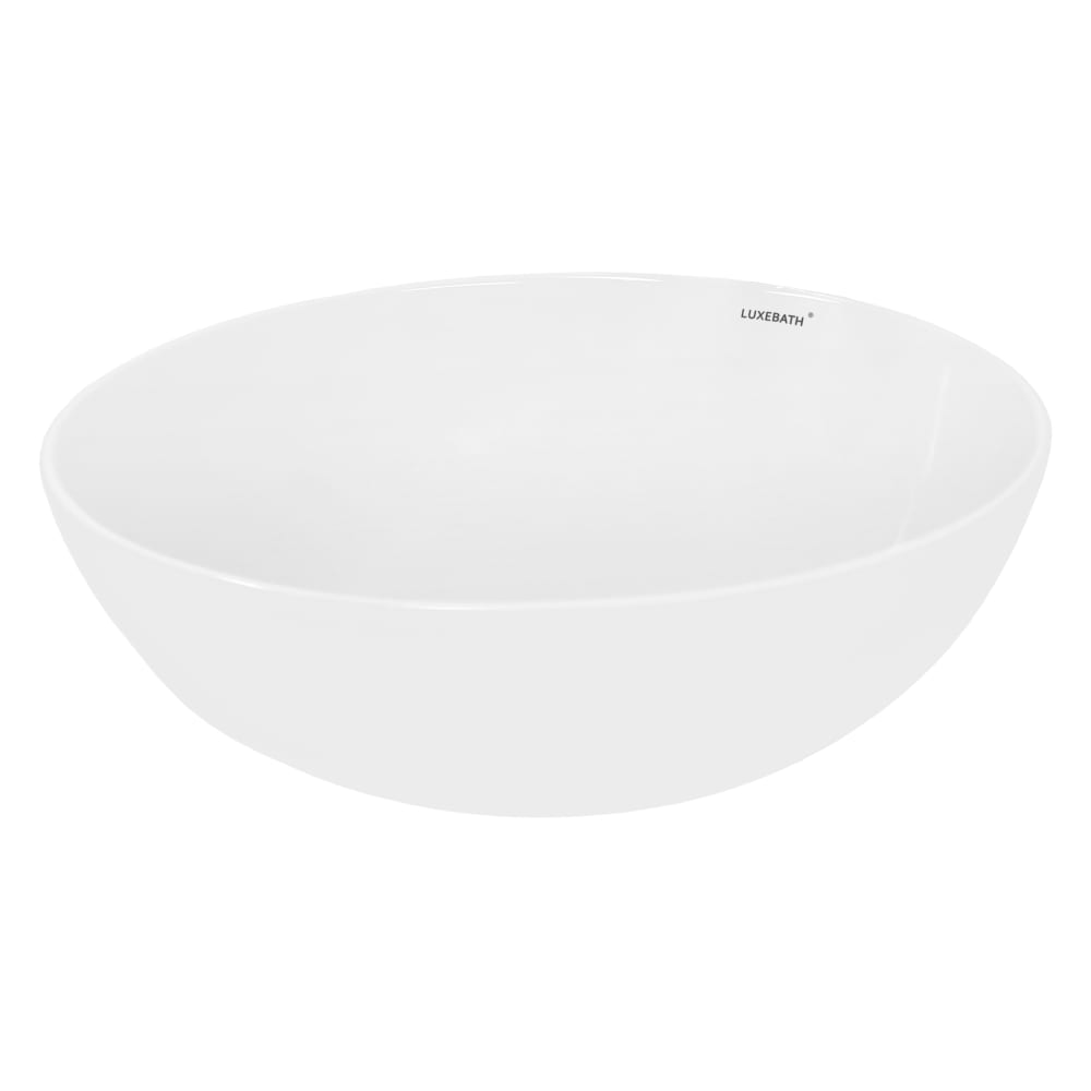 ECD Germany Waschbecken Waschtisch Ø 400 x 147 mm aus Keramik Rund Weiß Weiß Keramik