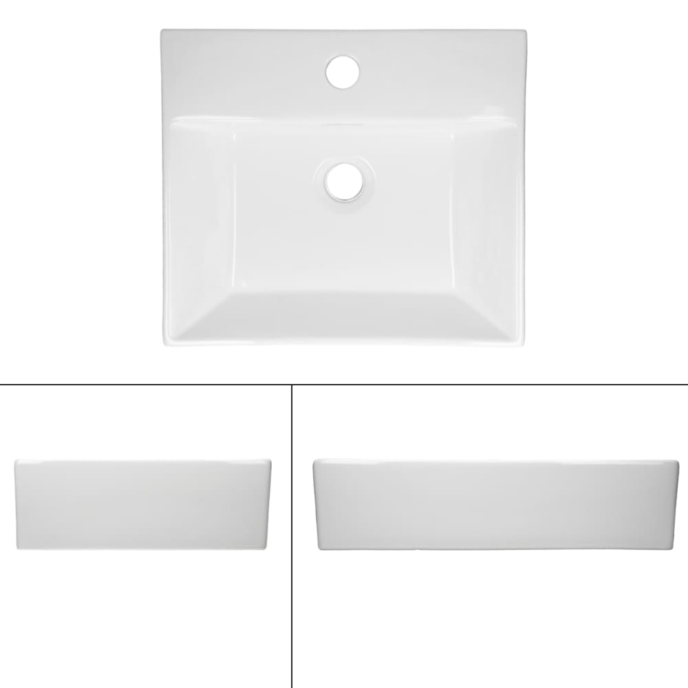 Waschbecken Waschtisch 415x360x130 mm aus Keramik Eckig Weiß -