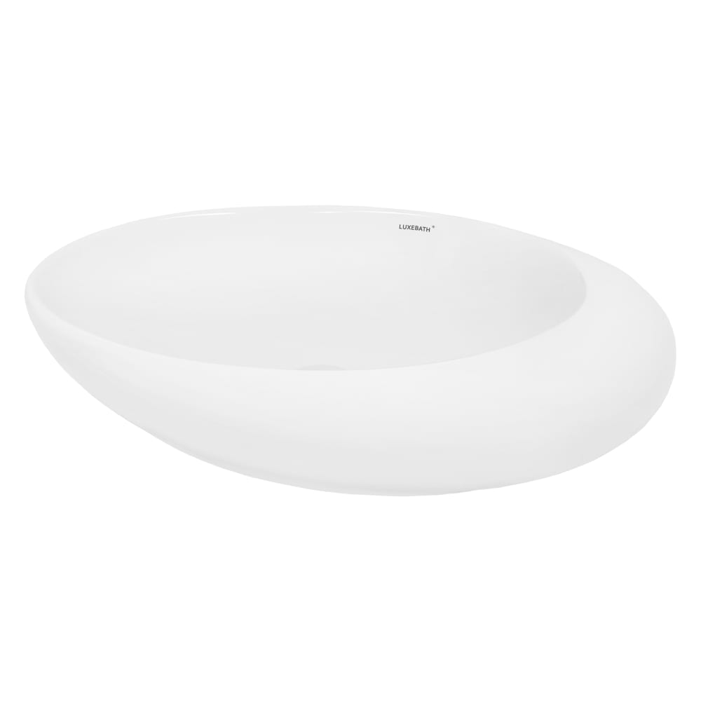 ECD Germany Waschbecken Waschtisch 585 x 375 x 145 mm aus Keramik Oval Weiß Keramik