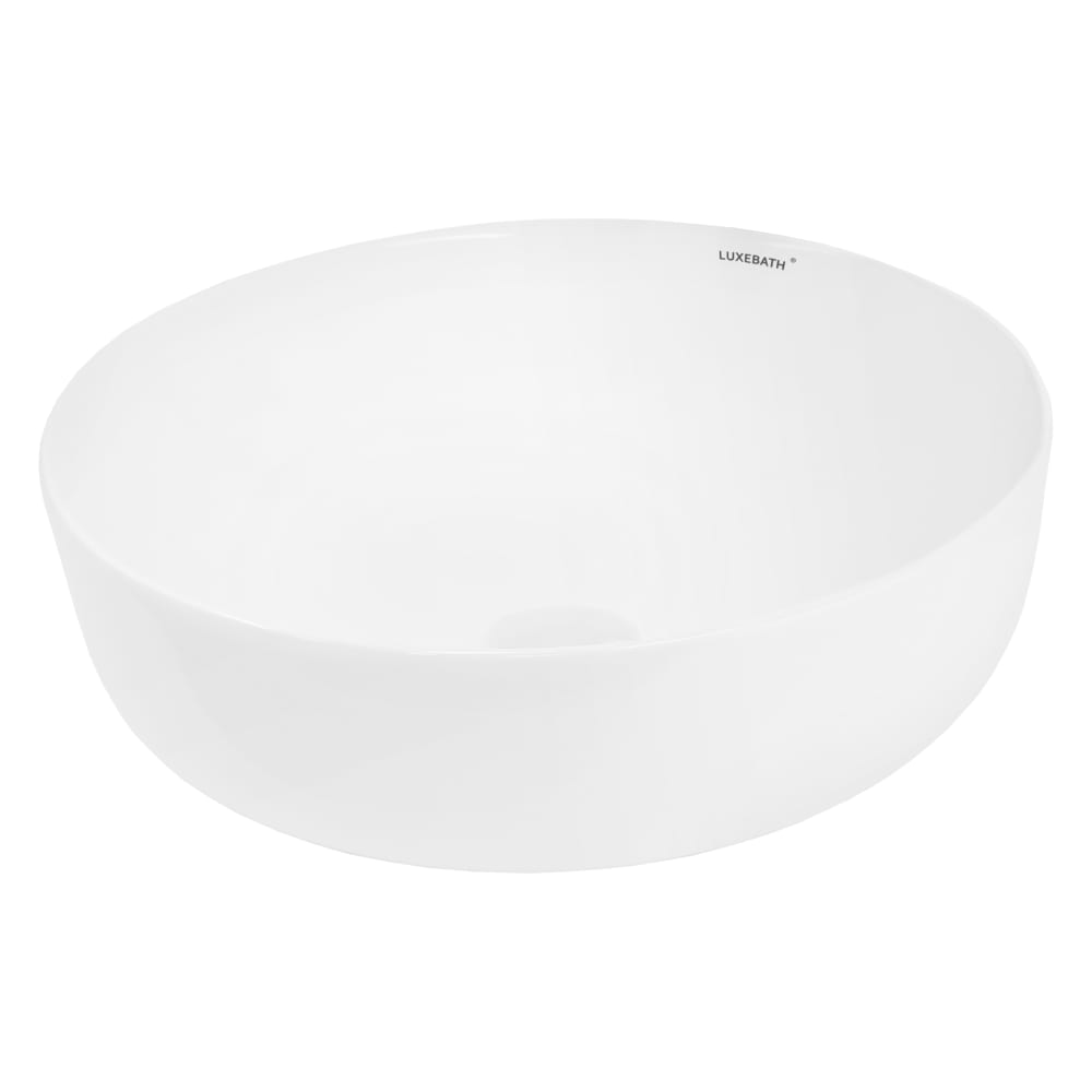 ECD Germany Waschbecken Waschtisch 400 x 400 x 135 mm aus Keramik Rund Weiß Weiß Keramik