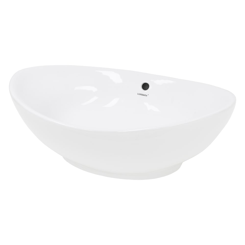 ECD Germany Waschbecken Waschtisch 590x390x200 mm Weiß aus Keramik Oval Weiß Keramik