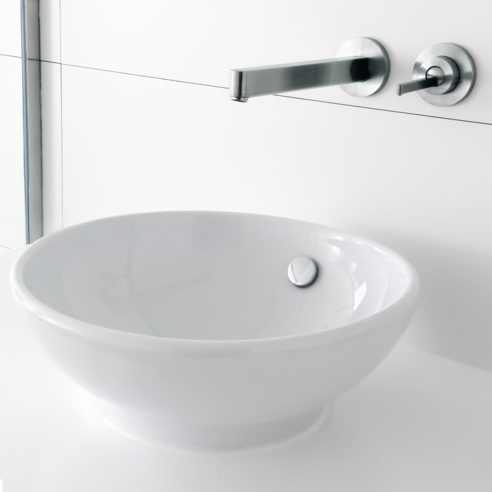 Waschbecken Waschtisch Ø 420 x 170 mm aus Keramik Rund Weiß -