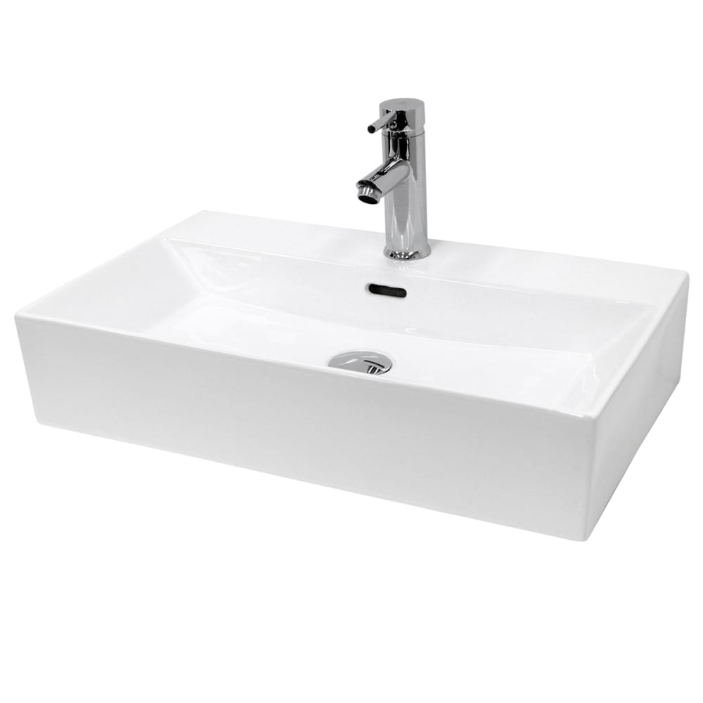 ECD Germany Waschbecken Waschtisch - 605x365x130 mm - aus Keramik - Eckig Weiß Keramik