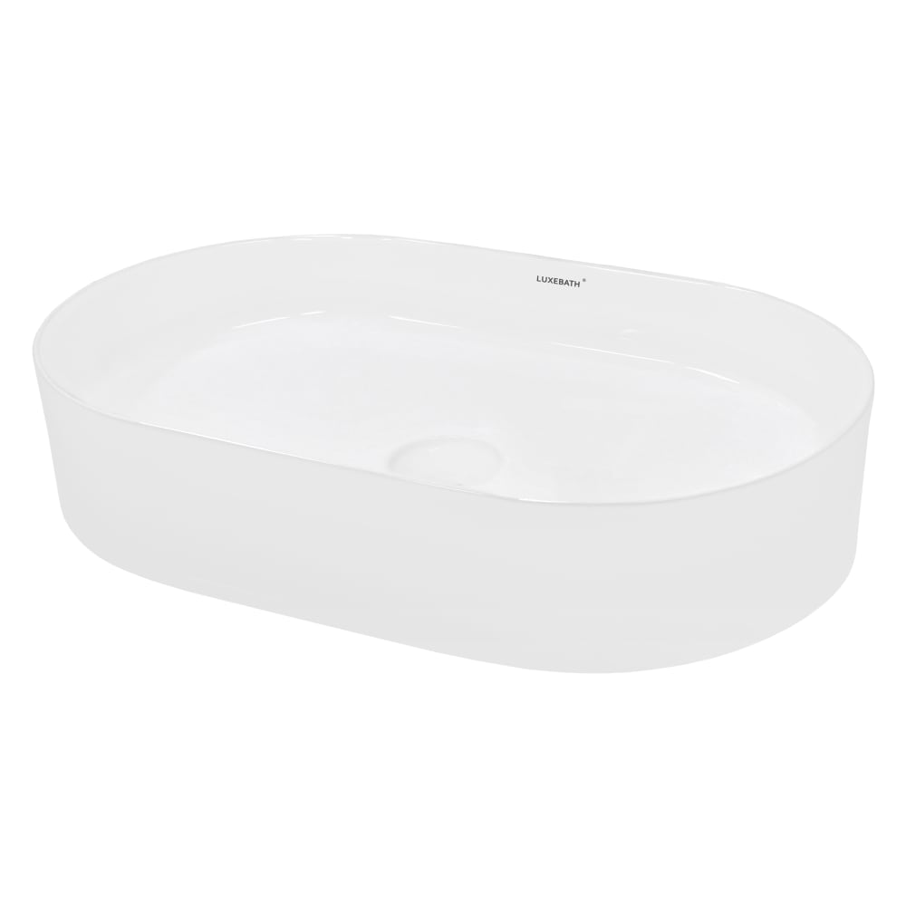 ECD Germany Waschbecken Waschtisch 605x380x125 mm aus Keramik Oval Weiß Weiß Keramik