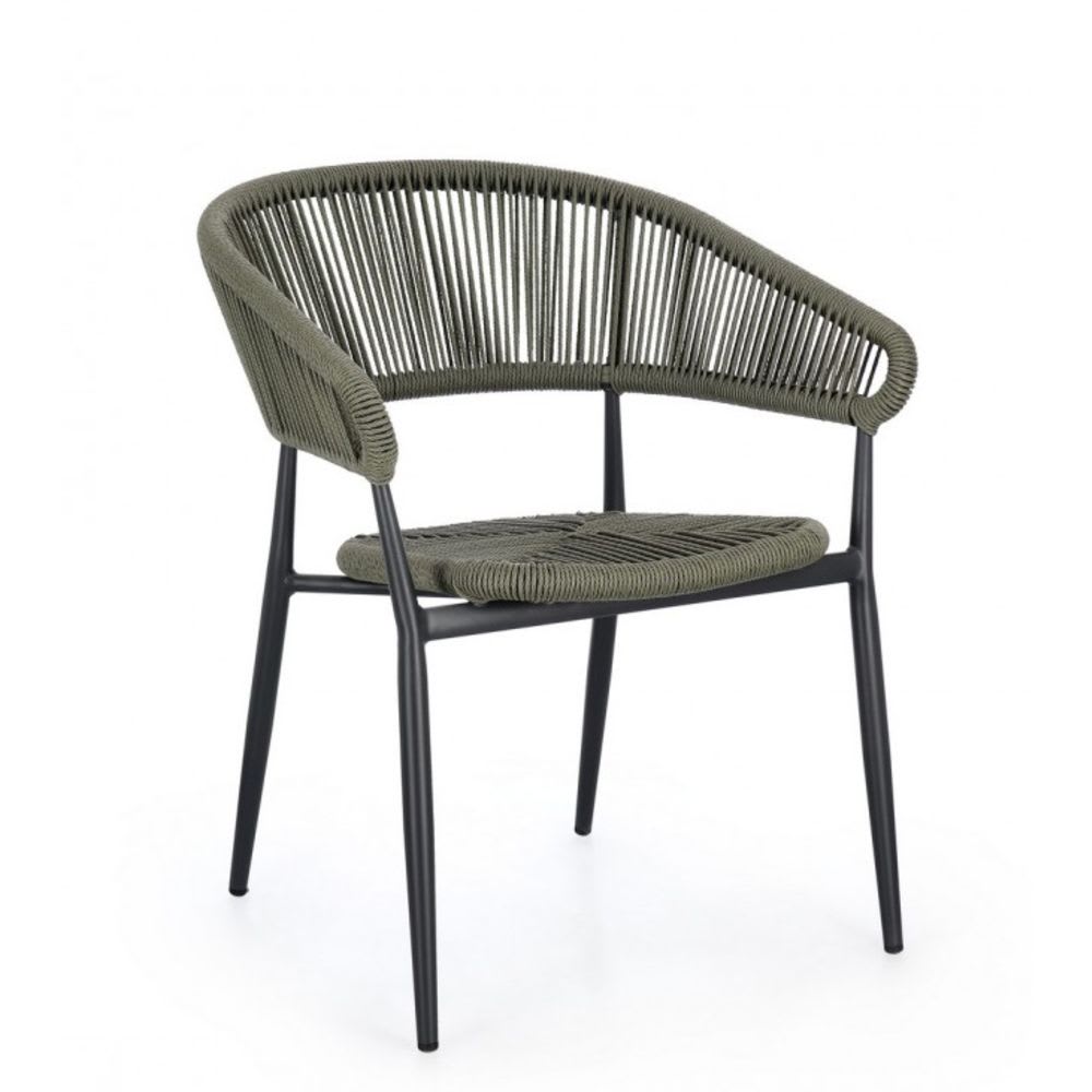 Ensemble+de+4+chaises+en+aluminium+anthracite+et+tisse+vert