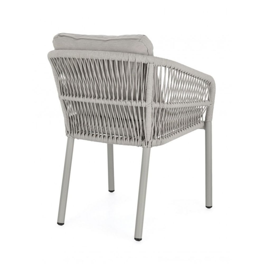 Lot de 4 chaises en aluminium tourterelle avec tressage en corde